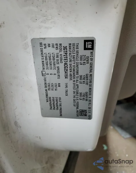 2012 GMC Sierra K1500 from USA, damaged, VIN 3GTP2TE74CG254164